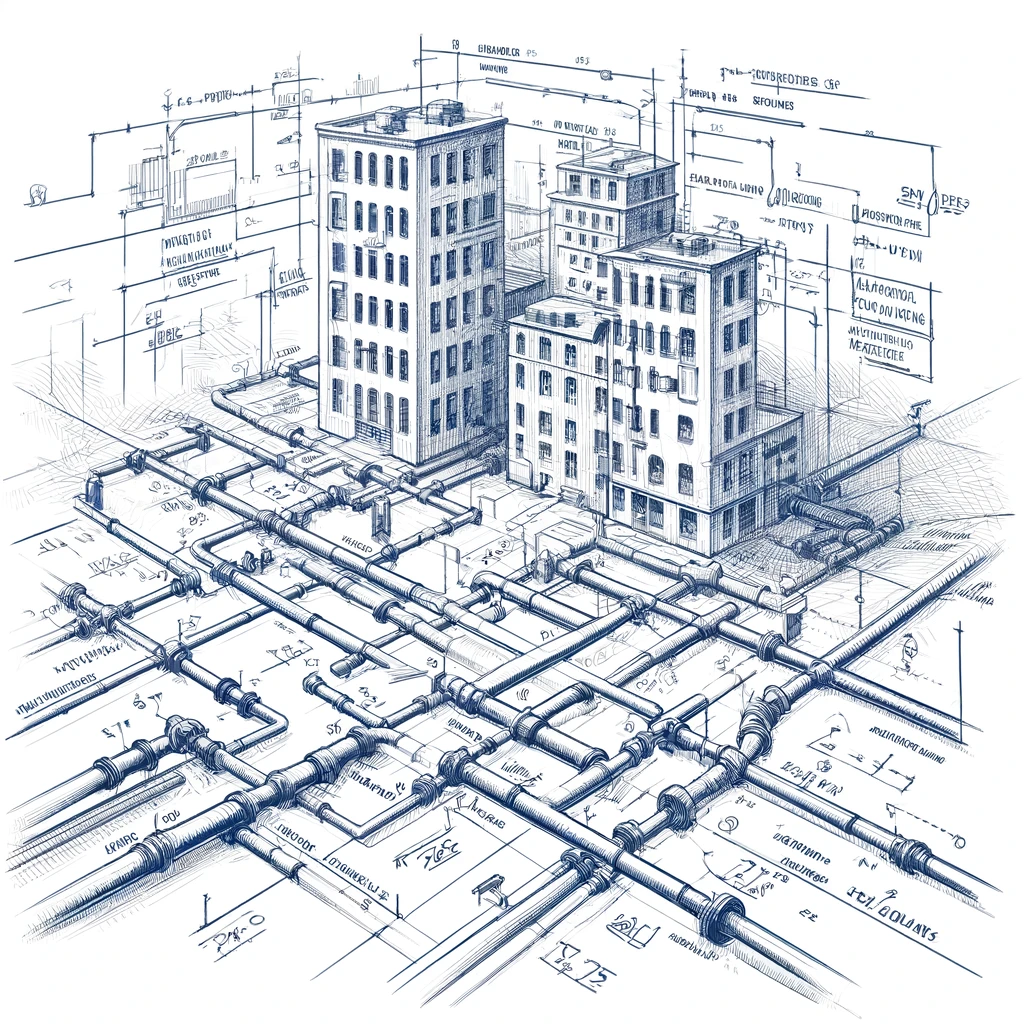Pipelines under buildings as analogy for data pipelines